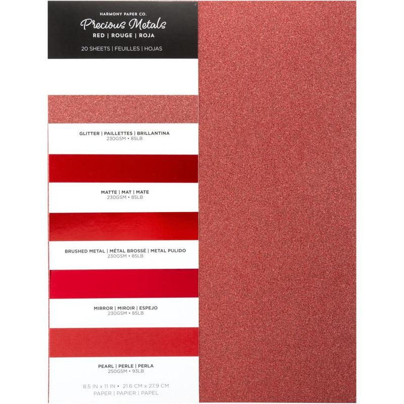 Harmony Precious Metals Cardstock 8.5"X11" 20/Pkg Red