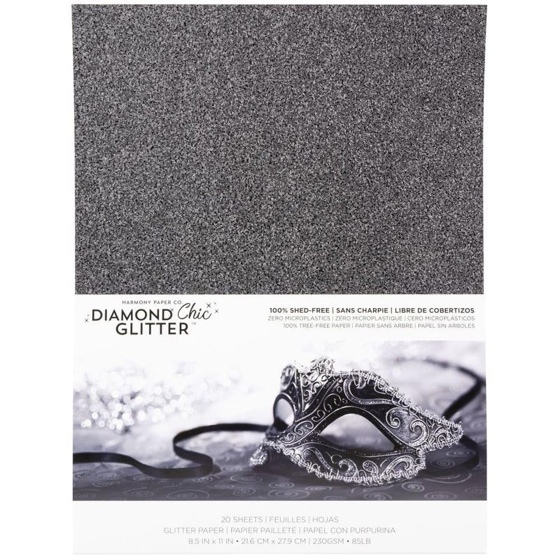 Harmony Diamond Chic Glitter Cardstock 8.5"X11" 20/Pkg Midnight Masquerade