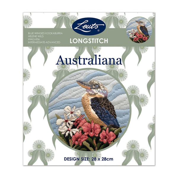 Helene Wild Longstitch Kit 28cm Round - Blue Winged Kookaburra