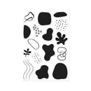 Set of black and white abstract shapes on a white background