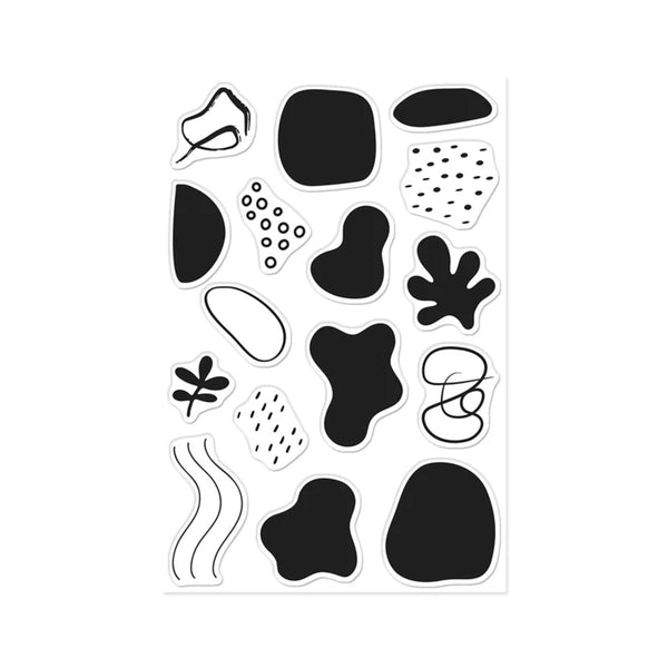 Set of black and white abstract shapes on a white background
