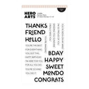 Hero Arts clear stamps with various phrases on a white background