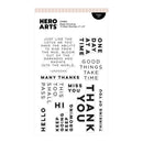 Hero Arts clear stamps with various phrases on a white background