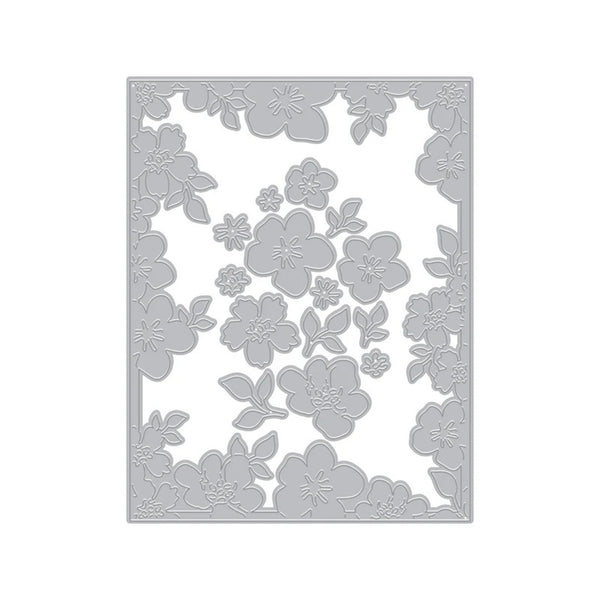 Decorative metal cutting die with floral design on a white background