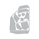 Metal die cut shapes on a white background
