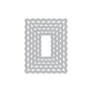 Set of metal die cut shapes with wavy border design on a white background