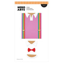 Hero Arts die set packaging with suspenders and bow tie design on a white background