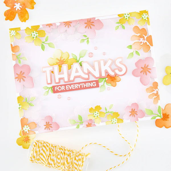 Floral design with 'THANKS FOR EVERYTHING' text on a white background