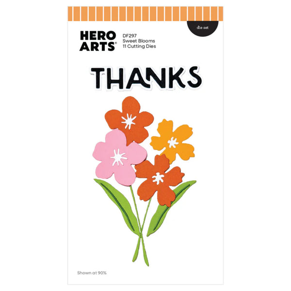 Hero Arts cutting die set with floral design and 'THANKS' text on a white background