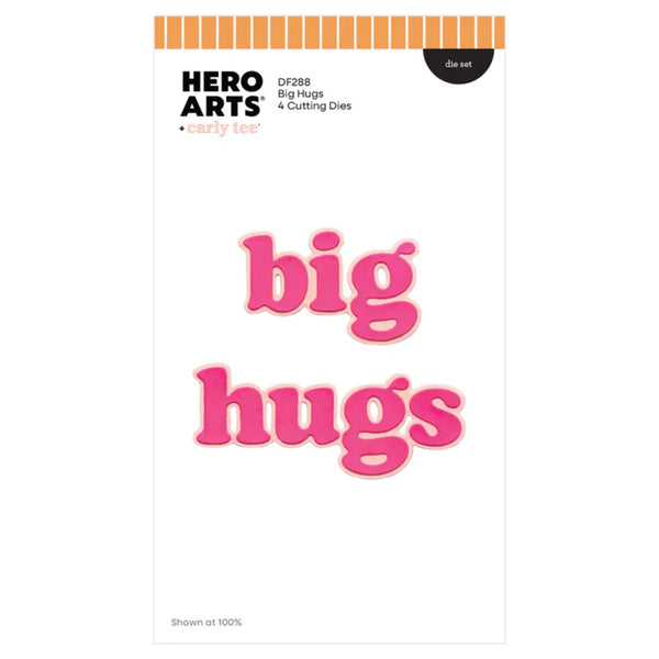 Hero Arts die set packaging with 'big hugs' text on a white background