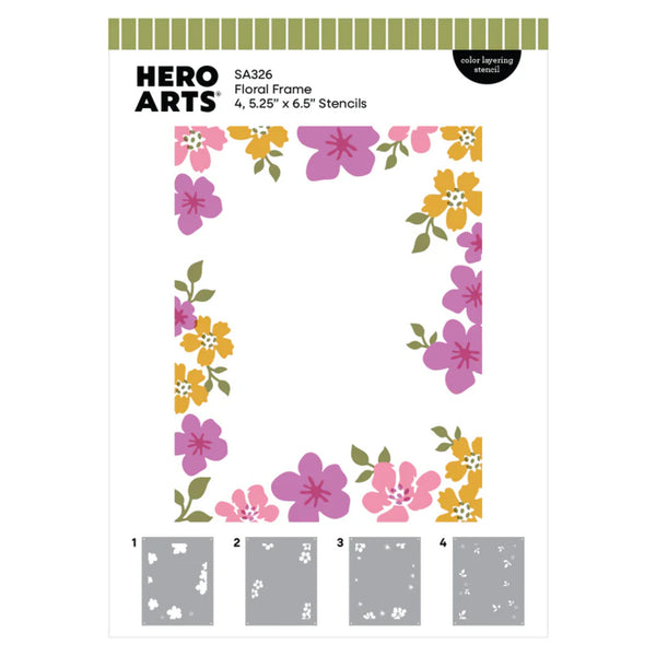 Floral frame stencils by Hero Arts on a white background