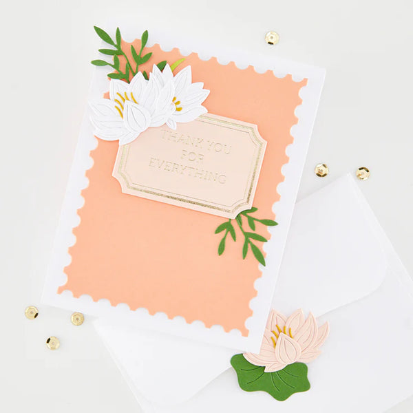 Greeting card with floral design and 'Thank you for everything' text on a white background