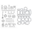 Set of kitchen-themed metal dies on a white background