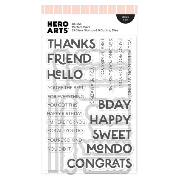 Hero Arts clear stamp set with various sentiments on a white background