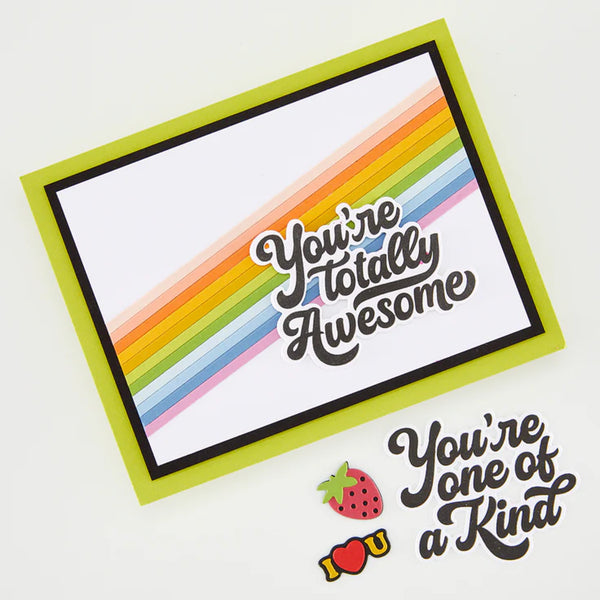 Card with rainbow design and text 'You're Totally Awesome' on a white background