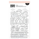 Hero Arts stamp and die set packaging with castle and dragon design on a white background