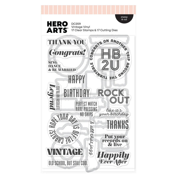 Hero Arts Stamp & Cut Set - Vintage Vinyl