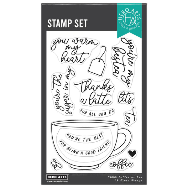 Hero Arts What's Brewing? Clear Stamp Set - Coffee or Tea