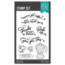Hero Arts What's Brewing? Clear Stamp Set - Perk Up