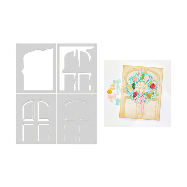 Decorative stencils for crafting with a sample card featuring a floral design.