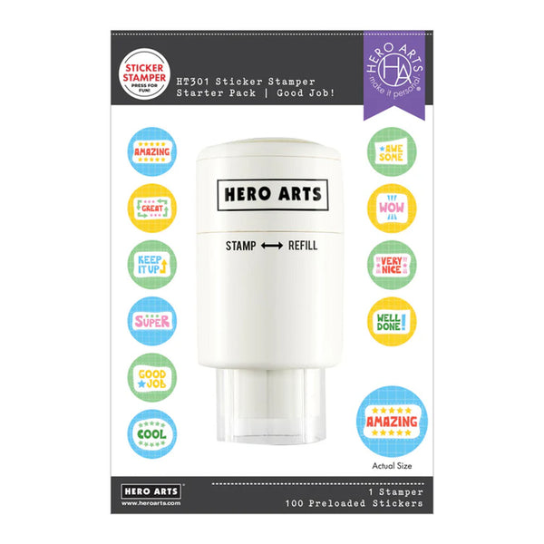 Hero Arts sticker stamp refill with colorful stamps on a white background