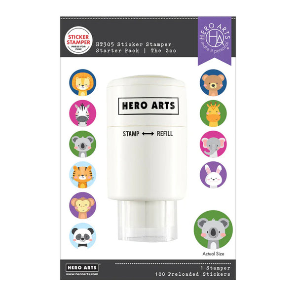 Hero Arts Sticker Stamper Starter Pack with animal-themed stickers on a white background