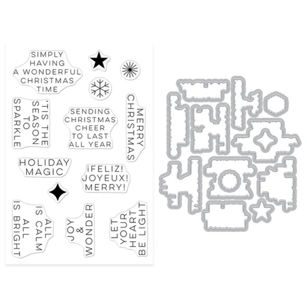 Hero Arts Very Merry Stamp & Cut Set - Modern Holiday Greetings