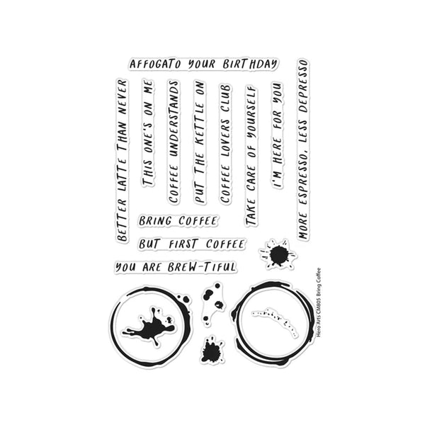 Hero Arts What's Brewing? Clear Stamp Set - Bring Coffee