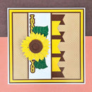 Card with sunflower design on a pink and brown background