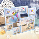 Greeting card with beach-themed images and 'All the Best On Your Birthday' text, surrounded by decorative items.