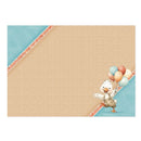 Children's placemat with a duck and balloons design on a beige and blue background
