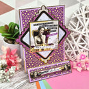 Decorative card with vintage-style design and text on a colorful background