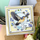 Greeting card with a bird and floral design, featuring the text 'Just to Say'.