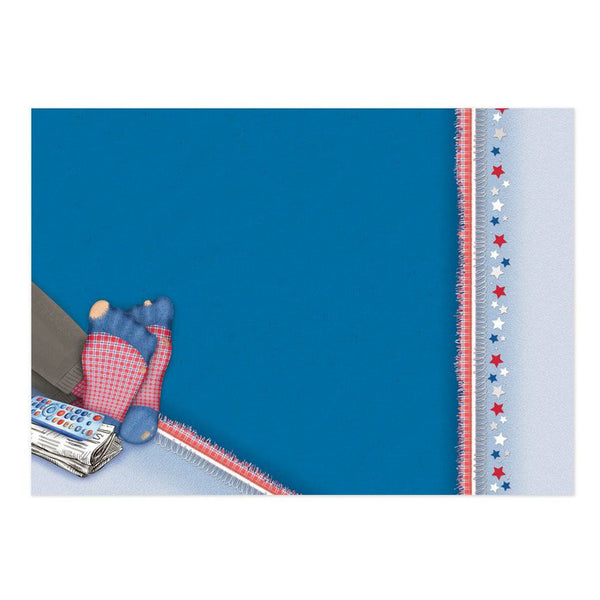 Blue paper with a decorative border featuring stars on a white background