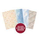Four fabric swatches with beach-themed patterns on a white background