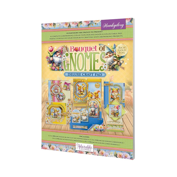 Hunkydory 'A Bouquet of Gnomes' Deluxe Craft Pad packaging on a white background
