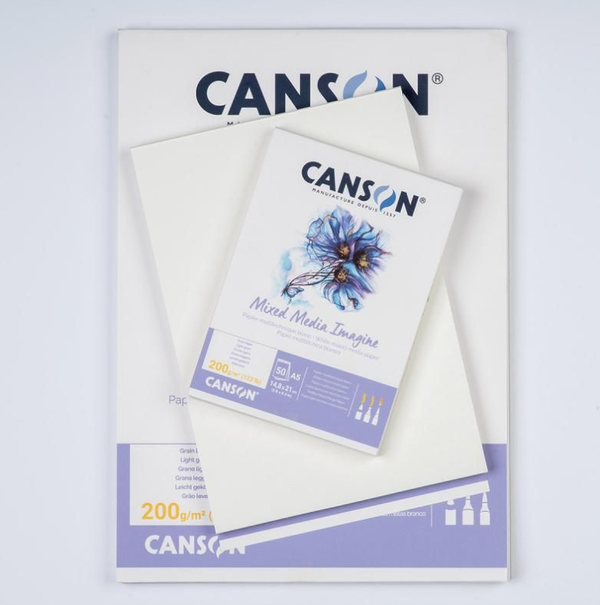 Canson Imagine White Mixed Media Pad - Light Grain 200gsm A5 - 50 Sheets