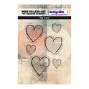 Art print with heart shapes and text by Mike Deakin Art on a textured background.