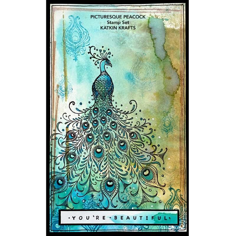 Katkin Krafts Clear Stamp Set 6"x 8" - Picturesque Peacock*