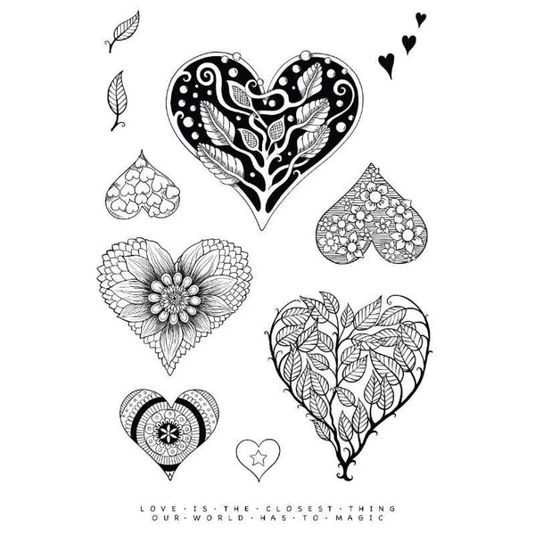 Katkin Krafts Clear Stamp Set 6"x 8" - Floral Hearts*