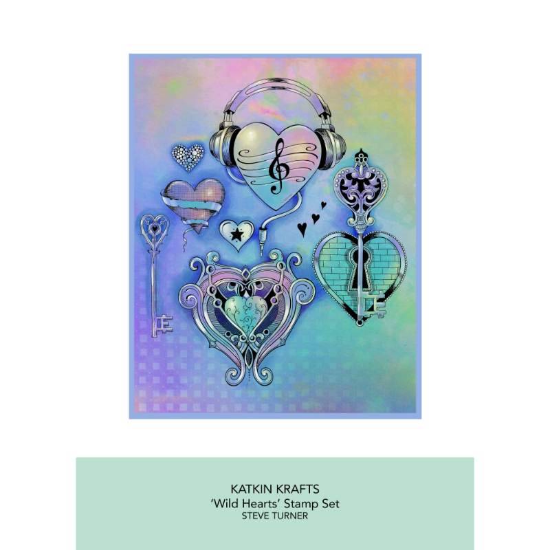 Katkin Krafts Clear Stamp Set 6"x 8" - Wild Hearts*