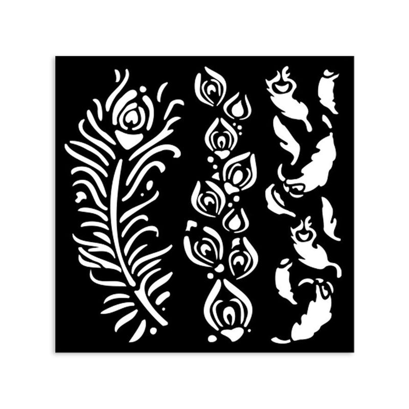 Stamperia Stencil 4.72"x 4.72" - Masquerade - Feathers