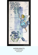 Framed artwork with an autumn fairy and floral design on a textured background, featuring the brand 'Katkin Krafts'.
