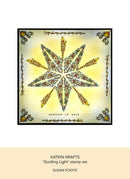 Decorative star design with floral elements on a yellow background, featuring the brand 'Katkin Krafts' and artist 'Susan Foote'.