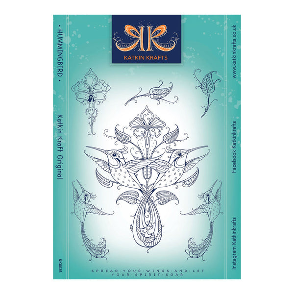 Product packaging with decorative elements and 'Katkin Krafts' branding on a blue background