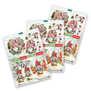 Set of Christmas-themed decoupage sheets with gnomes and decorative elements on a white background.