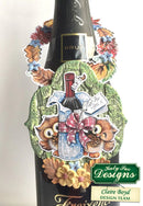 Decorative bottle with owl and boot design, featuring Katy Sue Designs branding.