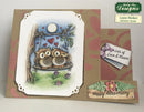 Card with owl design, 'Happy Anniversary' and 'Lots of Love & Kisses' text, and Katy Sue Designs branding.