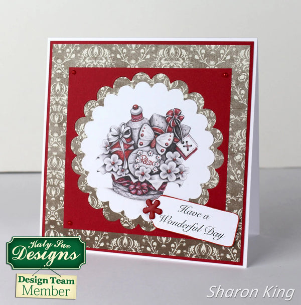 Decorative greeting card with intricate design and text on a white background
