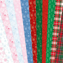 Collection of Christmas-themed paper strips with various patterns.